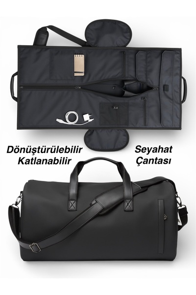 CANARİS Dönüştürülebilir Seyahat Giysi Çantası Silindir El Bagajı Askılı Bavu...