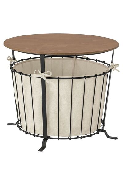 IKEA Saklama Bölmeli Sehpa, Siyah-Kahverengi, 60 Cm Yuvarlak Model MeridyenDu...