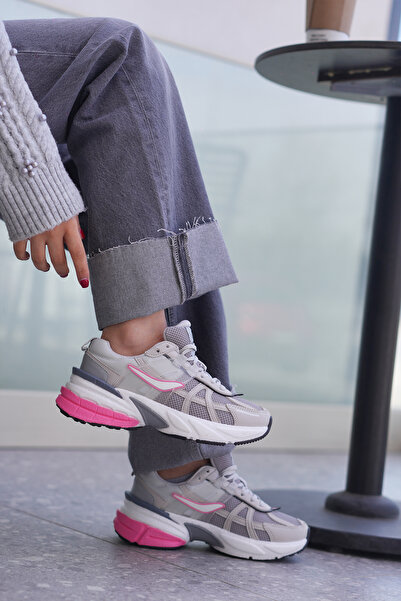 SOLAZER ملابس رياضية نسائية باللون الرمادي/الوردي/أحذية رياضية