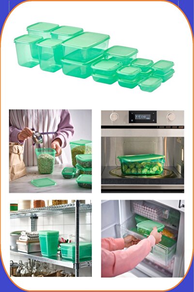 IKEA مجموعة حاويات تخزين شفافة باللون الأخضر والأخضر أو ​​بروتا مكونة من 17 قطعة