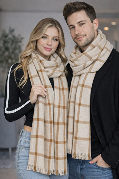 Jusmart Unisex Desenli Omuz Şalı ◆ Yün Akrilik Karışım ◆ 4 Mevsim Kullanıma U...