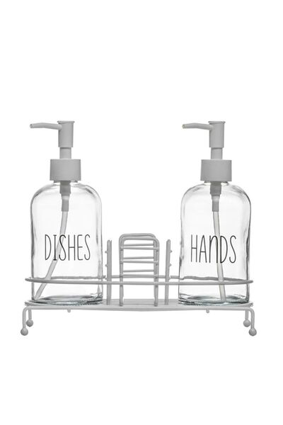 LC Waikiki Lcw Home Ecru Liquid Soap Dispenser Set with Stand