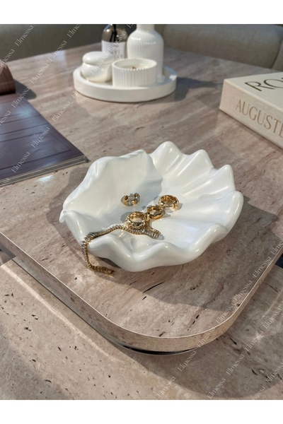 Elmessa Büyük istiridye tabak-dekoratif takı tabağı(13x9 cm verniklidir)