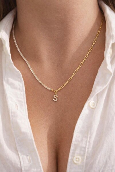 sirius jewelry 925 Ayar Gümüş Suyolu Harf Tasarımlı Kolye