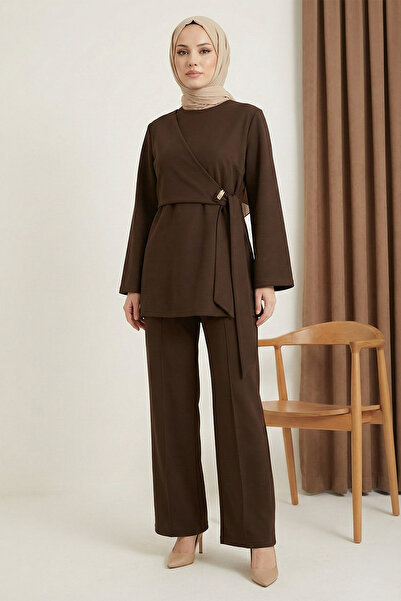 MODAQU Cross-Tied Tunic Trousers Scuba Set - Brown