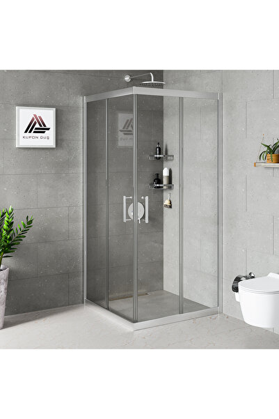 Kupon Duş Vesta D100 Kare Duşakabin Parlak Profil Şeffaf Cam H: 190 cm