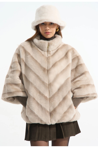 FeteRL ELEGANSIA παλτό από τεχνητή γούνα Μπεζ