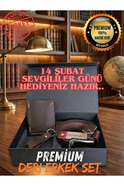 GALORA Genuine Leather Men's Gift Set - Wallet Belt Keychain High Quality (El...