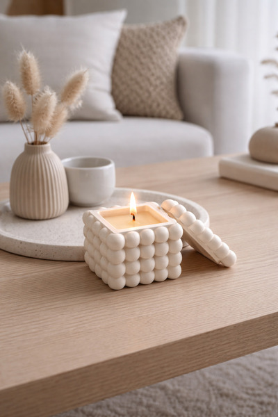 WOOZY SHOP Kapaklı Bubble Mum Kutusu