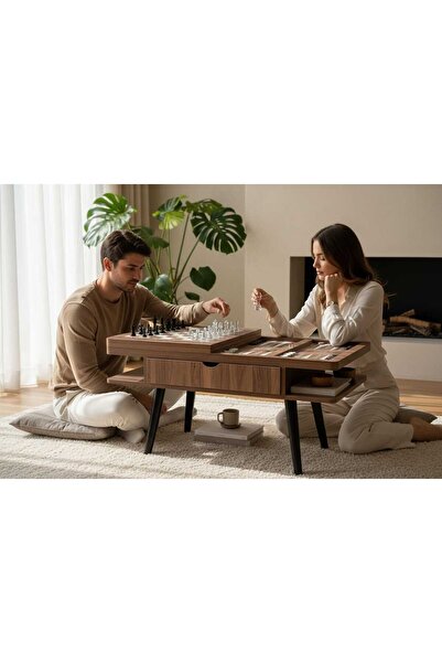 VETROWOOD Satranç ve Tavla Sehpa Orta Sehpa Satranç Tavla Orta Sehpa