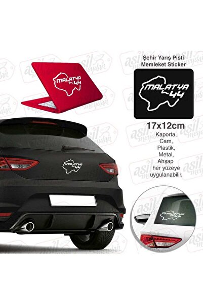 Genel Markalar Malatya İli 44 Plaka Kodu Memleket Beyaz Yarış Pisti Sticker -...