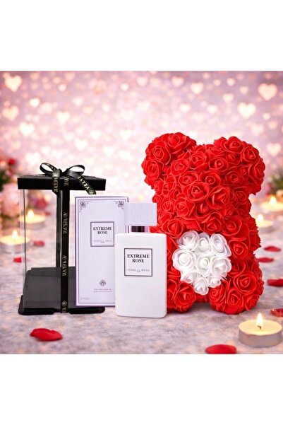 velve Girls gift set, Floral teddy bear with white foam heart 25 cm, Louis Va...