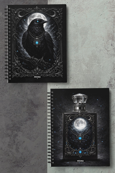 Miona A5 Spiralli Karton Kapak 2’li Set 80 Gram 60 Yaprak 1 Kareli ve 1 Çizgi...