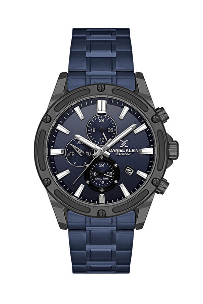 Daniel Klein ساعة رجالية حصرية من الفولاذ المقاوم للصدأ باللون الأزرق DK.1.14...