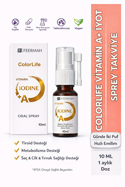 ColorLife Vitamin A + İyot Sprey – Saç, Cilt, Tırnak, Metabolizma & Tiroid De...