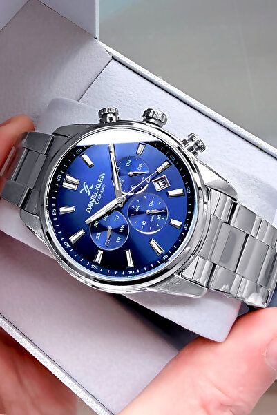 Daniel Klein هدية حصرية ساعة يد رجالية أصلية 3ATM مقاومة للماء لون فضي سوار ف...