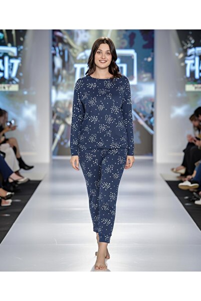 Aydoğan Комплект пижама Pure Series в тъмносин цвят с дълги ръкави и мотив от...