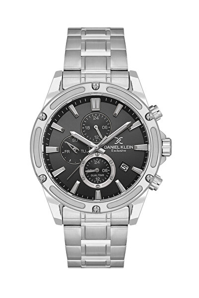 Daniel Klein ساعة رجالية حصرية من الفولاذ المقاوم للصدأ باللون الفضي DK.1.142...