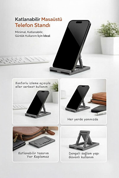 BenomTech Foldable Desktop Phone and Tablet Stand (Gray Color)