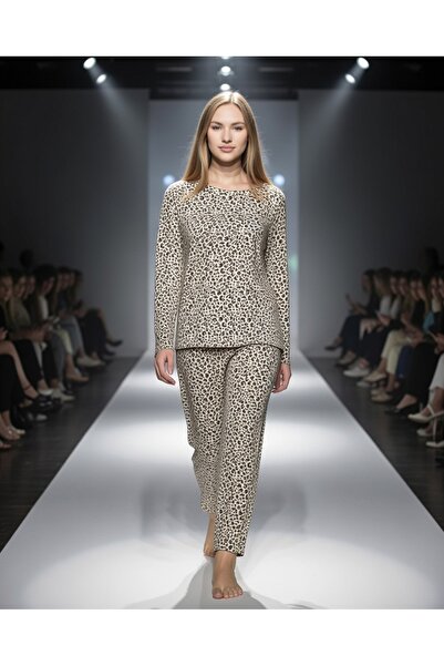 Aydoğan Pure Series Leopard mintás nápolyi pizsama szett, hosszú ujjú