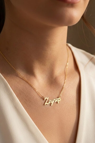 Modafadır 925 Ayar Gümüş Kişiselleştirilebilir İsimli 14 Ayar Altın Kaplama G...