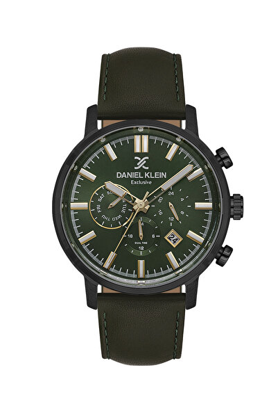 Daniel Klein Exclusive Dark Green Leather Watch for Men DK.1.14229-5