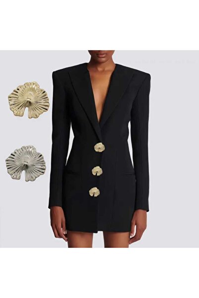 Beyna Özel Tasarım Gold Kaplama Metal Düğme 4 Cm 1 Paket 3 Adet