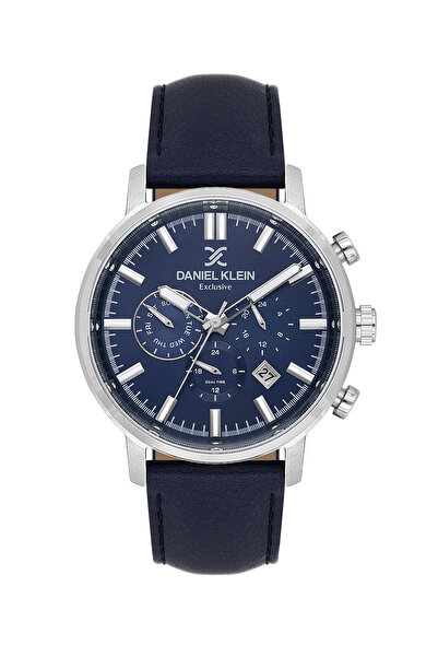 Daniel Klein Exclusive Blue Leather Watch for Men DK.1.14229-3