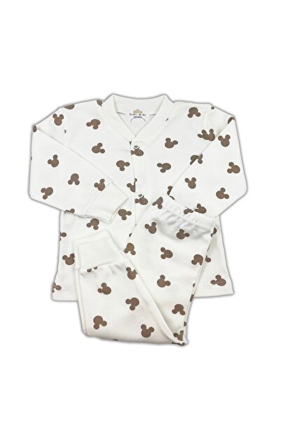 Sema Baby Mickey Mouse Ecru Baby Pajama Set - 0-3 Months