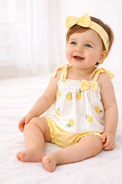 Haye Collection 3,6,9,12 Ay Bandajlı Ve Kilotlu Ananas Desenli Askılı 3lü Kız...