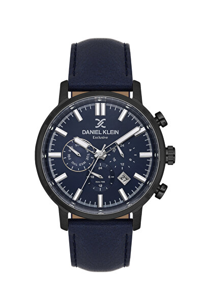 Daniel Klein Exclusive Dark Blue Leather Watch for Men DK.1.14229-4