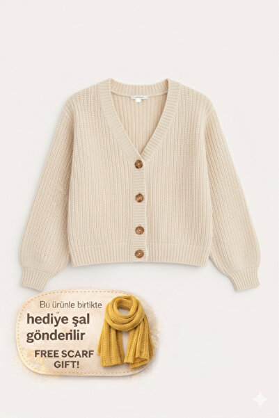 YUGA KNİTTİNG CARDIGAN DETALAT CU BUTONI TRICOTAT SELANİK basic PENTRU FEMEI