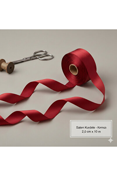 serap çiçekçilik Kırmızı Saten Kurdale 2cm 10mt