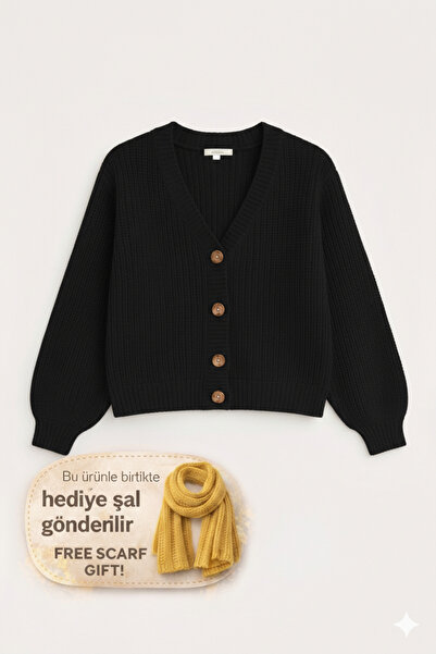 YUGA KNİTTİNG CARDIGAN DETALAT CU BUTONI TRICOTAT SELANİK basic PENTRU FEMEI