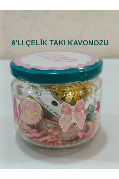 DuRu LiNe (M boy En Az 6 Adet Çelik Takı)Takı Kavanozu Gold Silver Karışık Or...