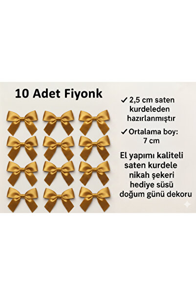 serap çiçekçilik GOLD RENK SATEN FİYONK KURDELE 10 ADET SATEN KURDELE FİYONK.