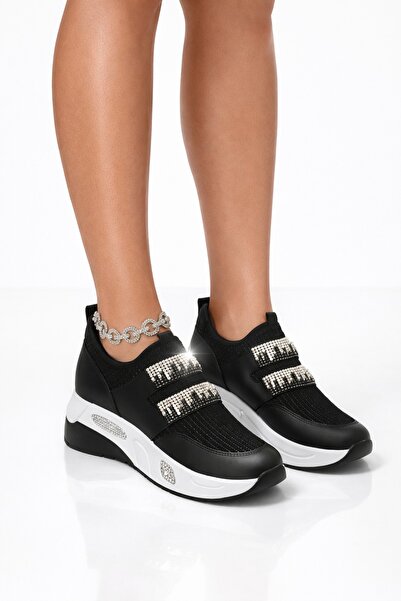 Giydim Gidiyor В'язане спортивне взуття Iveko з кристалами, чорного кольору