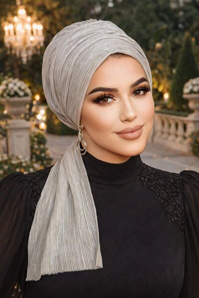 Aişe tesettür Gümüş Piliseli Abiye Atkılı Bone