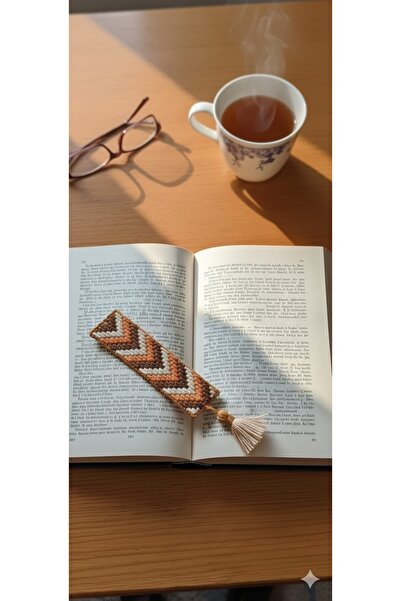 Talinhandmade El Yapımı Makrome Kitap Ayracı | Koton İp Örgü Tasarım | 5x18 cm