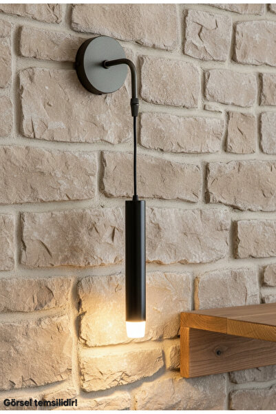 Bozyaka Aydınlatma Sarissa Tekli Dekoratif Mat Siyah Duvar Aplik (GÜNIŞIĞI LE...