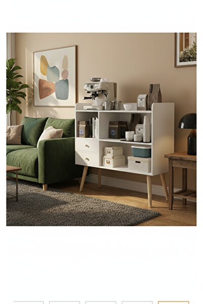 Luxury Home خزانة قهوة بمساحة كبيرة ورفوف مفتوحة مع درجين للتخزين 100x35x90 س...