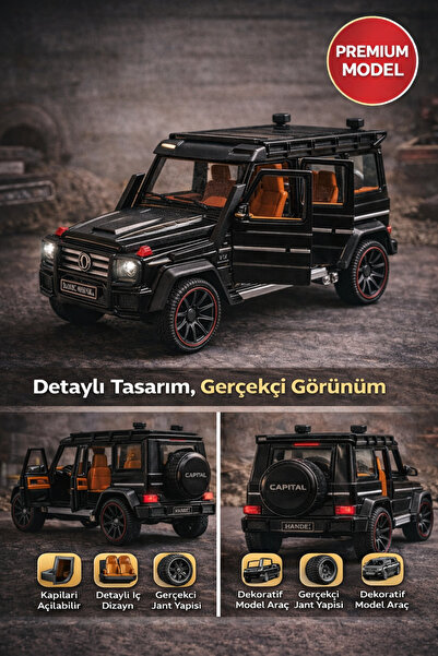 Siyah Premium Die Cast Jeep Oyuncak Araba 1:22 Sesli Işıklı Buharlı Çek Bırak