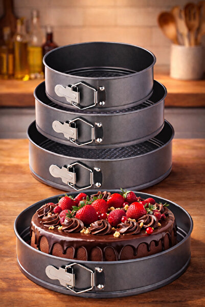 Berdina Home 3-Clamp Silver Fireproof Non-Stick Teflon Cast Cake Mold with Re...