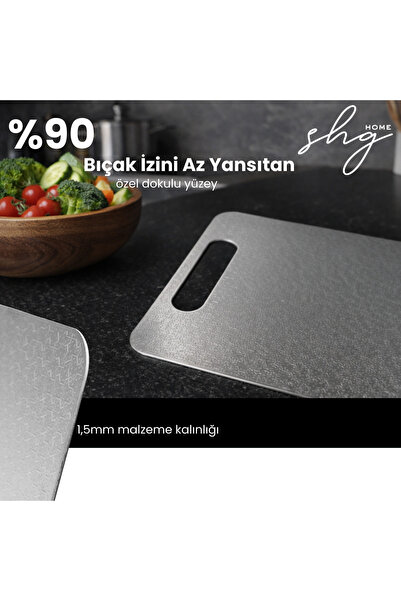 Genel Markalar Paslanmaz Çelik Kesme Tahtası 20x30 cm Küçük Boy Çizilmeye Day...