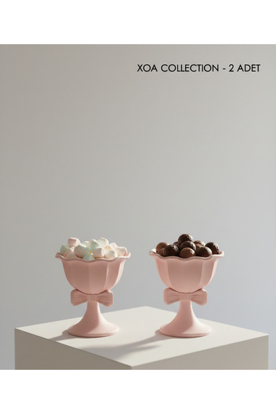 XOA Collection Kahve Yanı Sunumluk 2’li Set – Ayaklı Fiyonklu Lokumluk & Çiko...