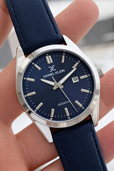 Daniel Klein Navy Blue Tar Blue Leather Cord 30 Mt Water Resistant Men's Wris...