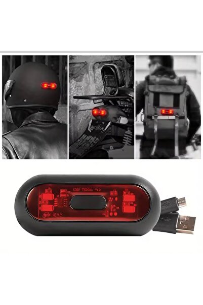 HK MOTORS Kask Arkası Uyarı Led Işığı - Kask Ledi - Gece Kask Ledi