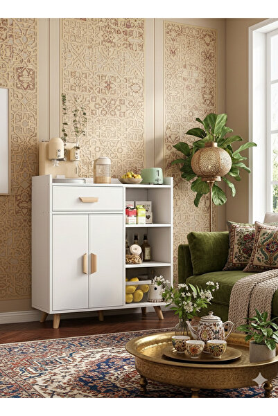 Luxury Home خزانة زاوية القهوة مع درج تخزين، أرفف قابلة للتعديل، مطبخ وغرفة ط...