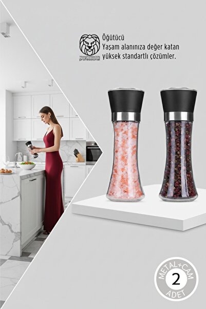 Creatividad Solutions طقم مطحنة ملح التوابل مكون من قطعتين بتصميم Dees Dicker...
