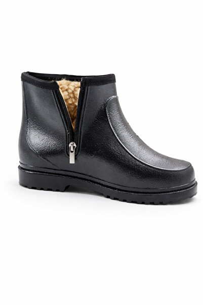 fafatara Karbot Yünlü Fermuarlı Siyah Su Geçirmez Kaymaz Taban Kışlık Bot